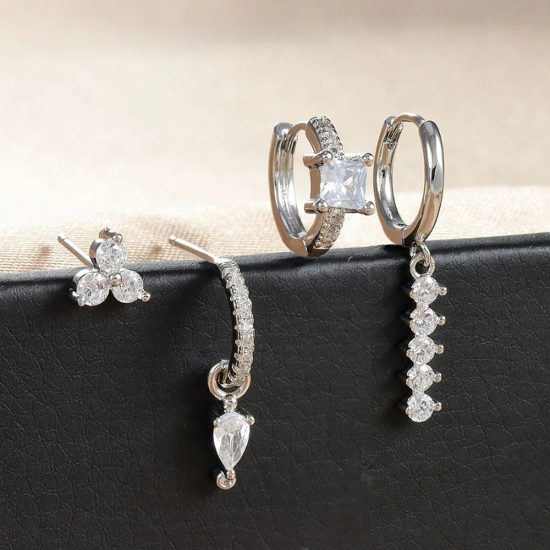 Levoire | Boucles D'Oreilles Dorées Modernes En Zircon Argent 20 mm