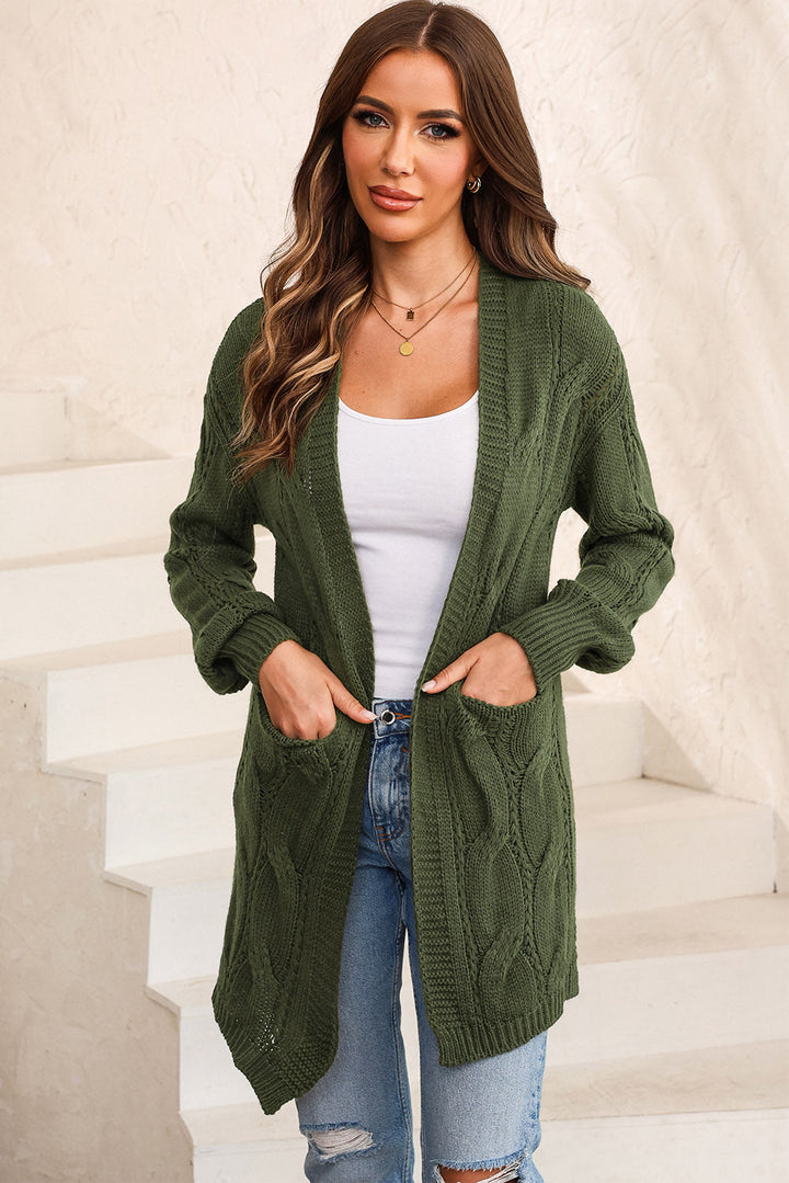 Levoire | Tricot Câble Taille Surdimensionnée Écharpe Fendue Pour Un Superposé Confortable Vert