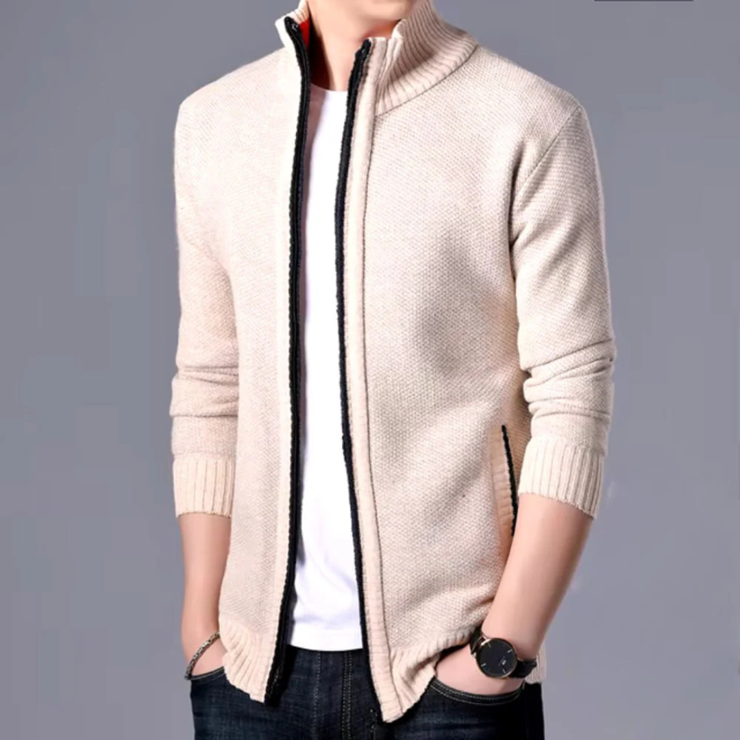 Levoire | Veste En Tricot Classique Avec Fermeture Éclair Khaki