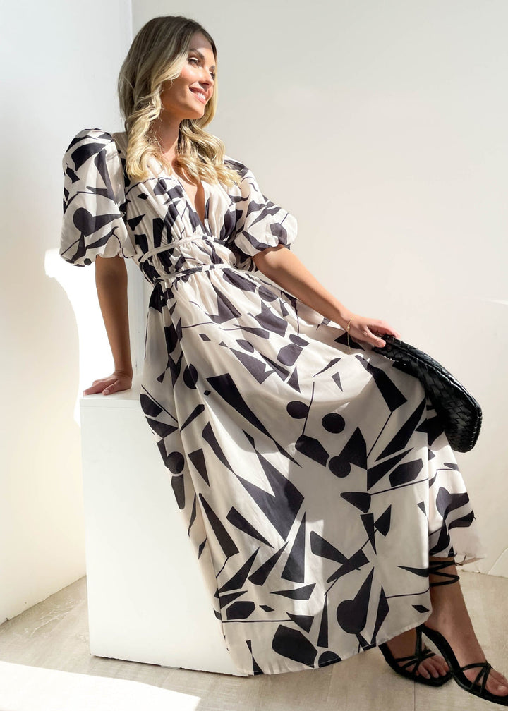 Levoire | Robe Longue Avec Décolleté En V Et Manches Bouffantes
