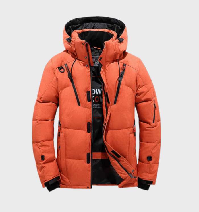 Levoire | Veste Avec Capuche Et Fermeture Éclair Et Fermeture À Bouton Orange