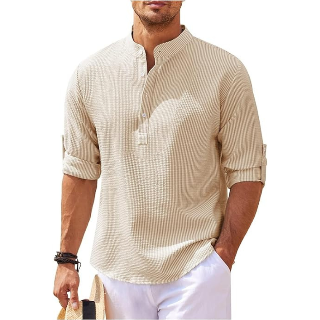 Levoire | Henley Shirt Décontracté Coupe décontractée Beige