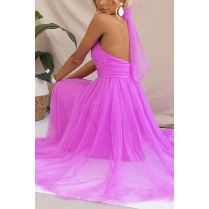 Levoire | Robe de demoiselle d'honneur midi avec dos ouvert pour femmes