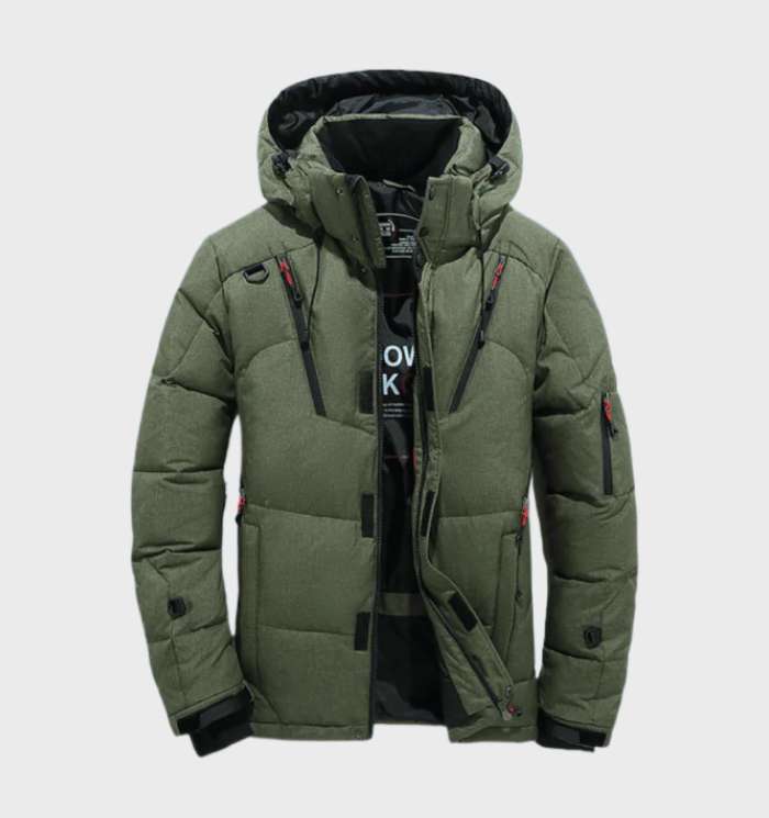 Levoire | Veste Avec Capuche Et Fermeture Éclair Et Fermeture À Bouton Vert