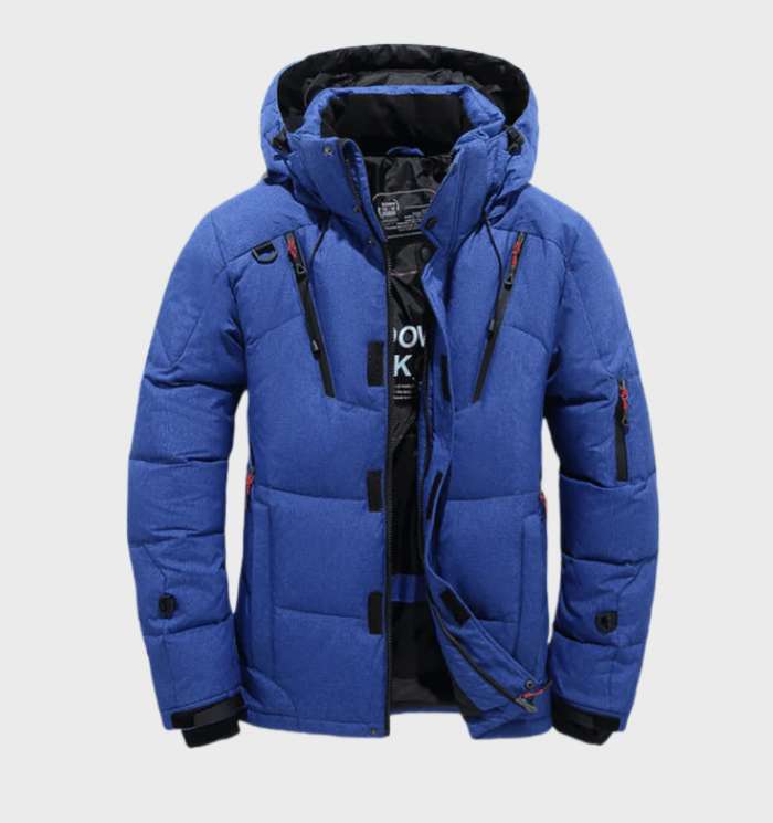 Levoire | Veste Avec Capuche Et Fermeture Éclair Et Fermeture À Bouton Bleu