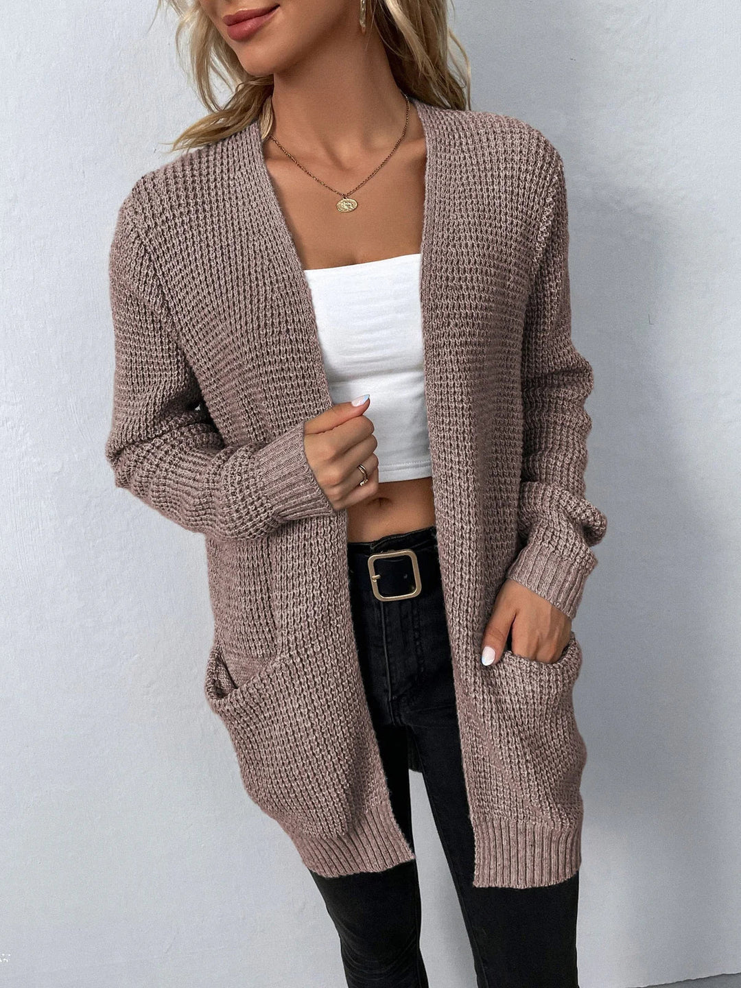 Levoire | Cardigan En Tricot Pour Femmes - Manches Complètes Rose
