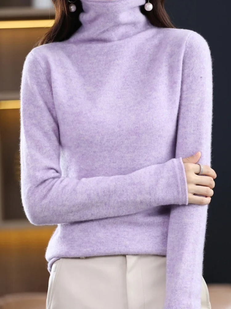 Levoire | Chemise à col pour femmes Pull élégant, doux et chaud Violet clair