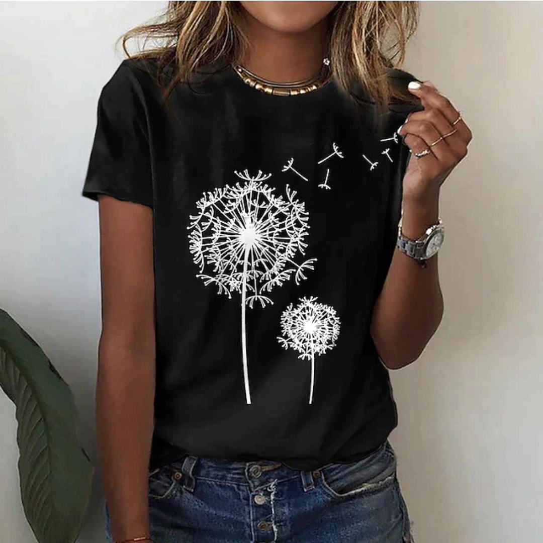Levoire | T-Shirt à manches courtes imprimé décontracté Noir