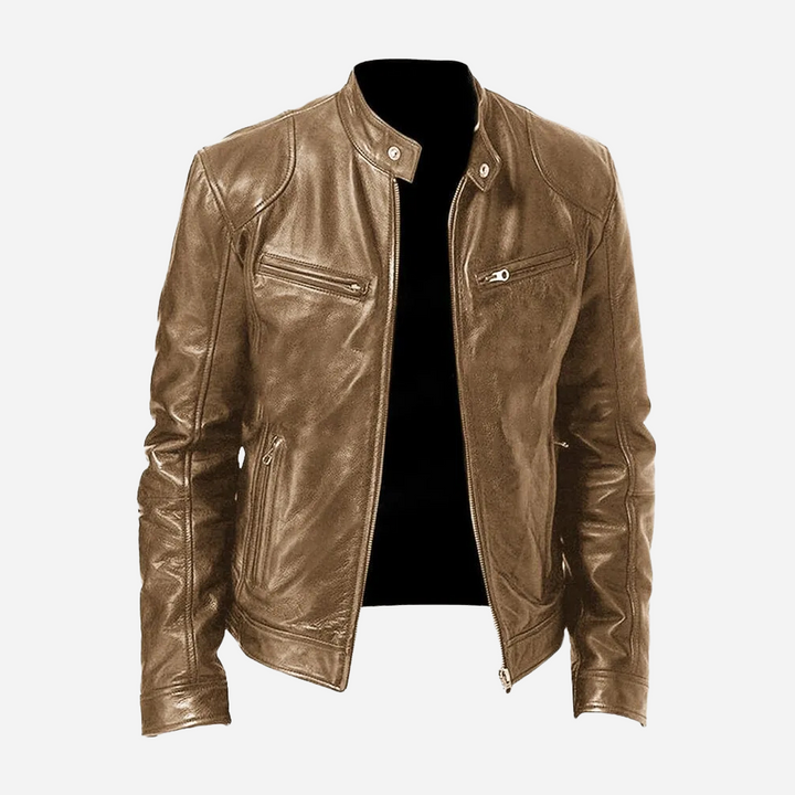 Levoire | Élégante veste en cuir chaude Khaki