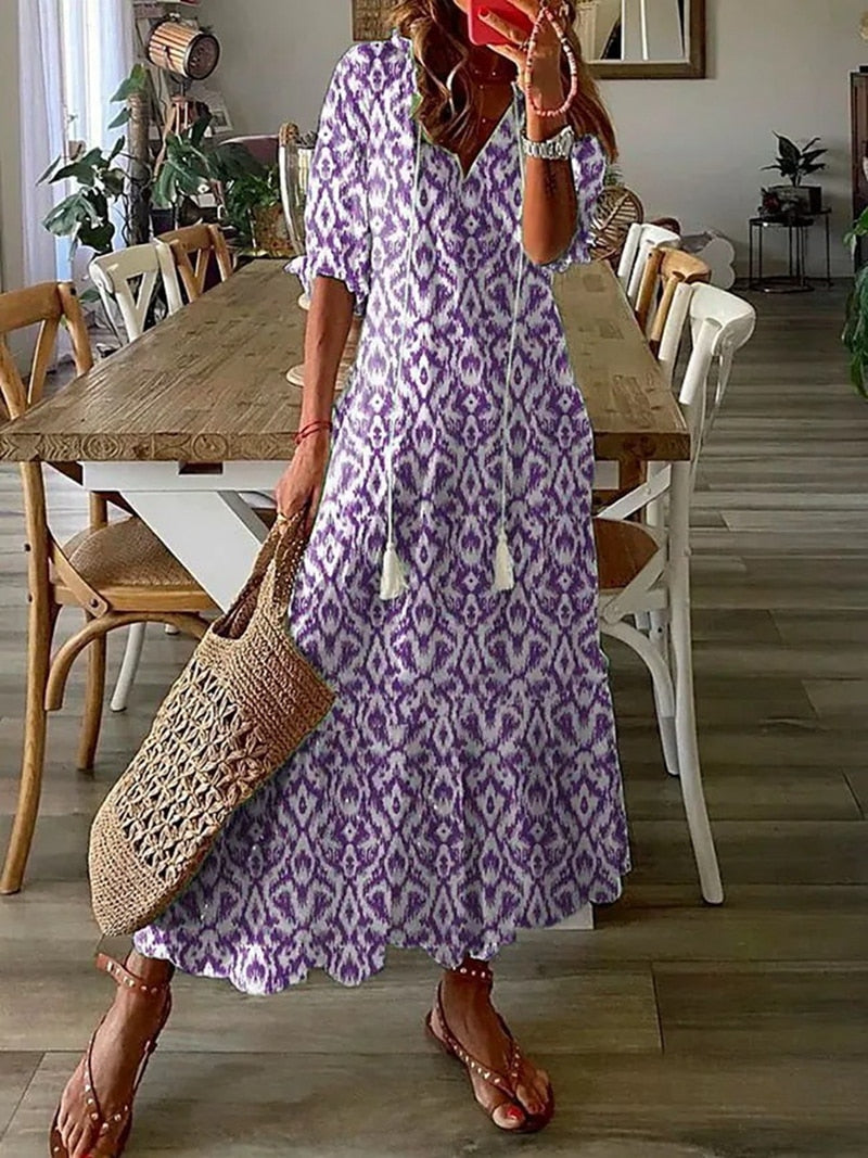 Levoire | Robe bohème à motifs géométriques Pourpre