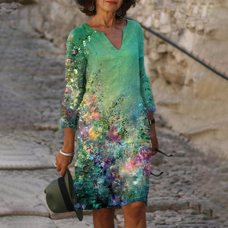 Levoire | Robe Élégante À Imprimé Fleuris Vert Aqua