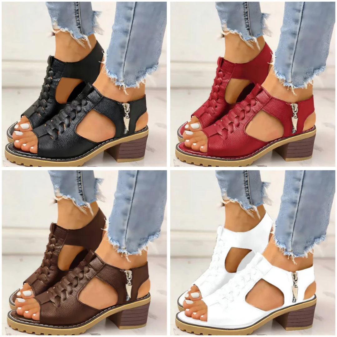 Levoire | Sandales Ajourees Femme Avec Fermeture Éclair Et Bout Ouvert - Levoire | Talons Plateforme