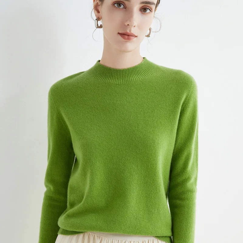 Levoire | Cachemire Gilet Femme Col Rond Doux et Léger Pull Vert clair