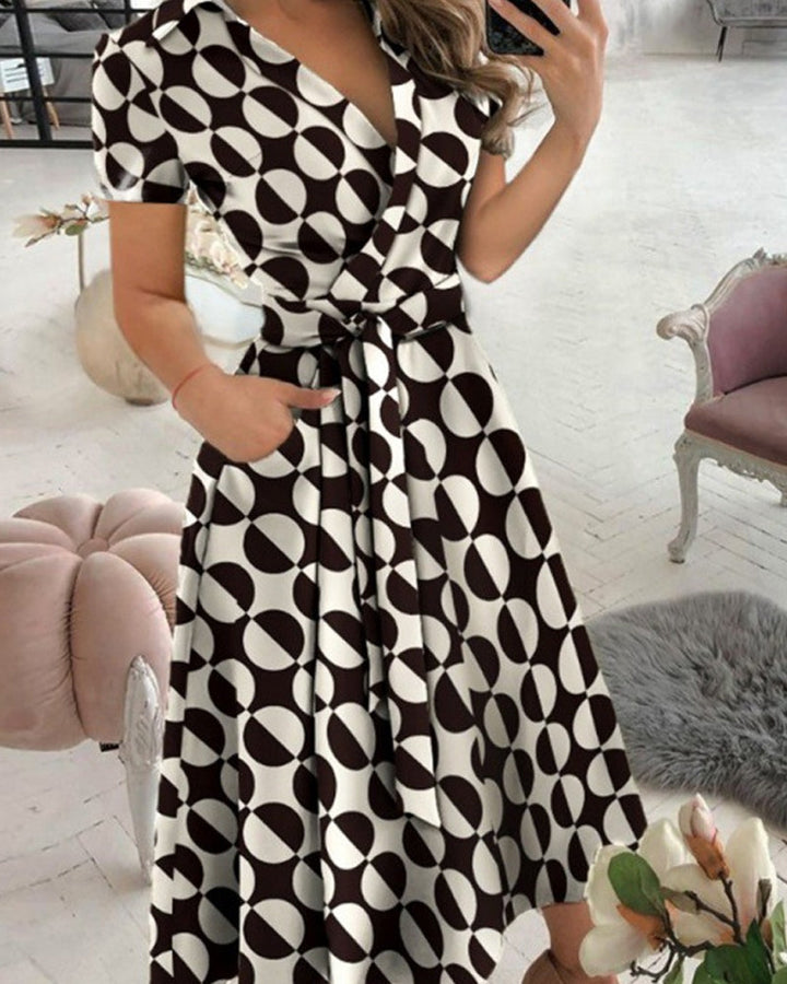 Levoire | Robe Évasée Avec Manches Courtes Et Style Décontracté Grand point