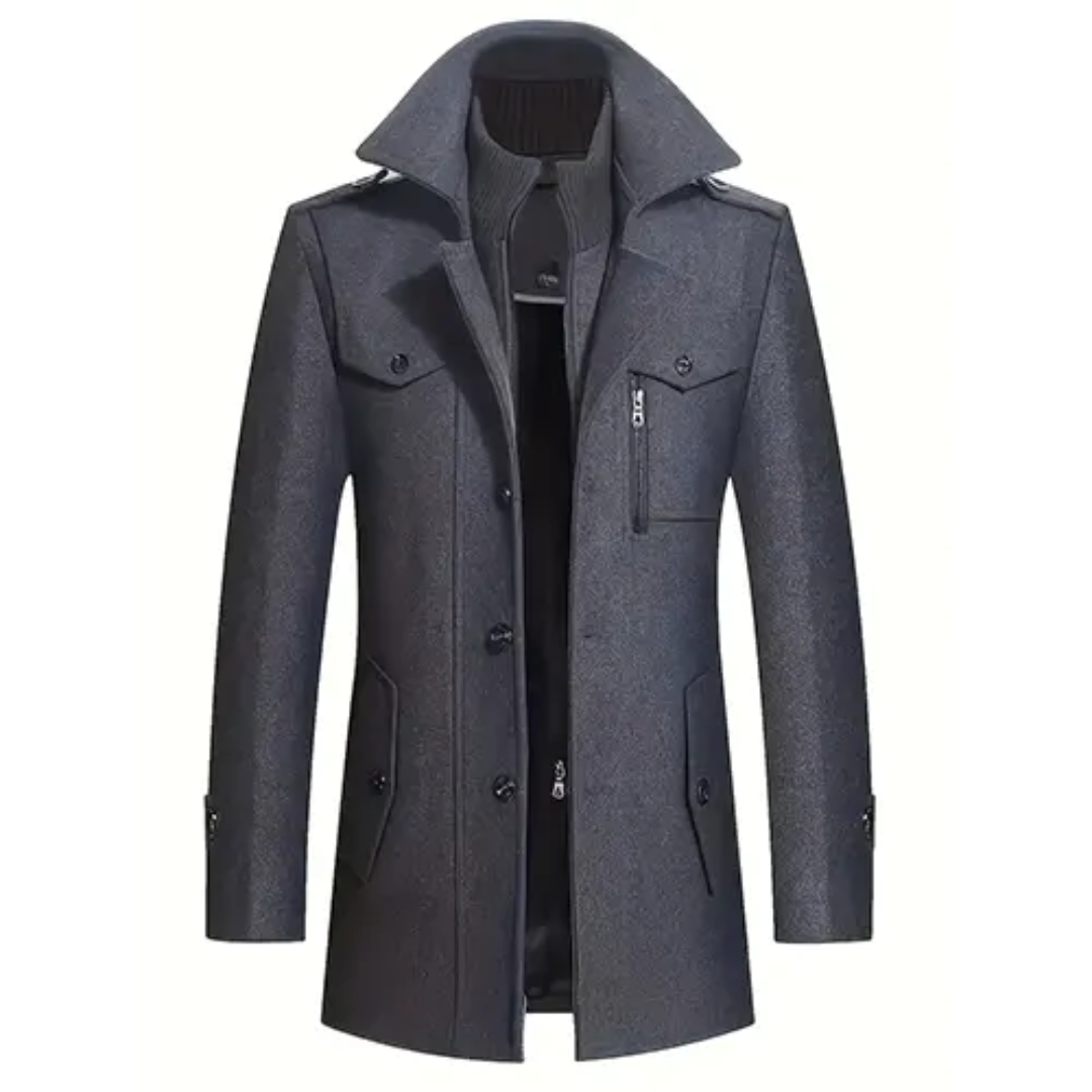 Levoire | Manteau Long Et Formel Doublé Gris