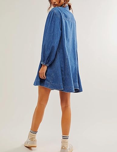 Levoire | Robe Longue Avec Des Manches Bouffantes Pour Femmes Bleu foncé