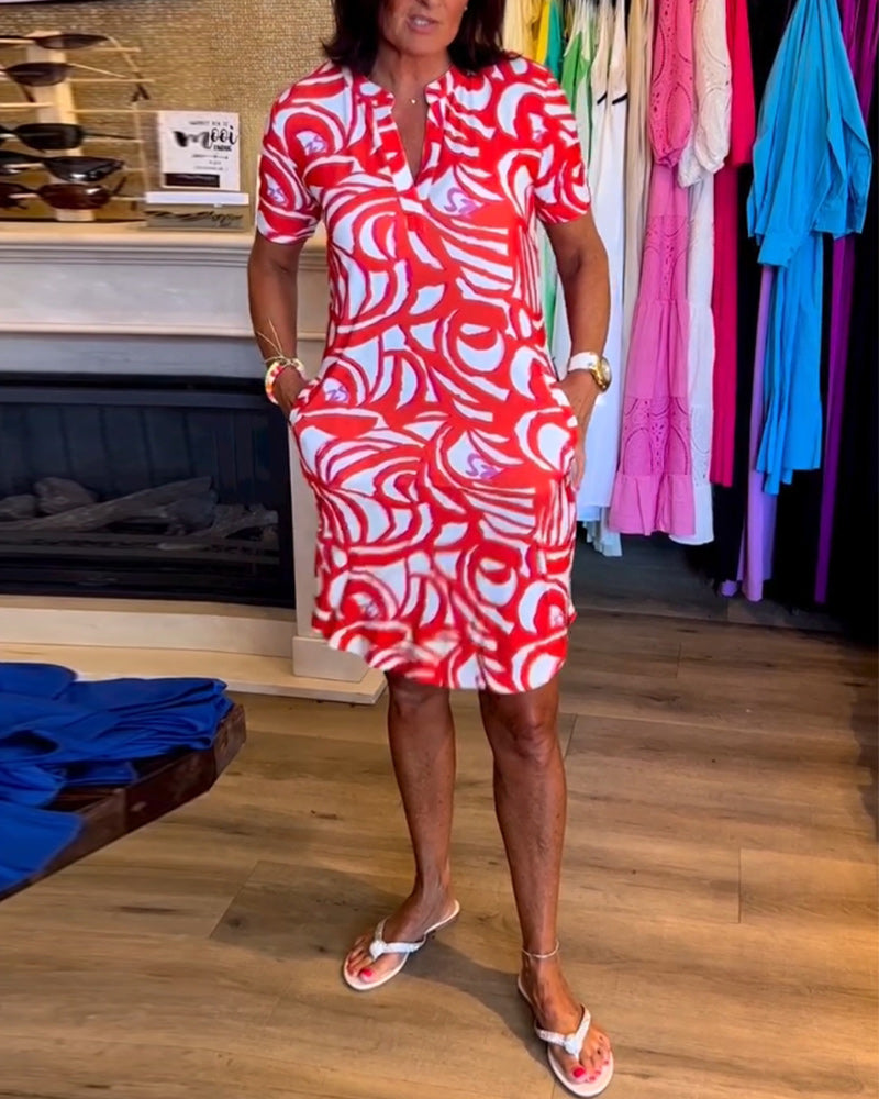 Levoire | Robe D'Été A-Ligne Légère Avec Décolleté En V Rouge