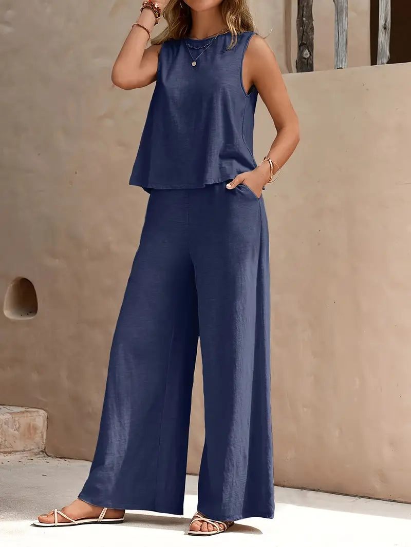 Levoire | Ensemble Pour Dames À Deux Pièces Élégant Marine bleu