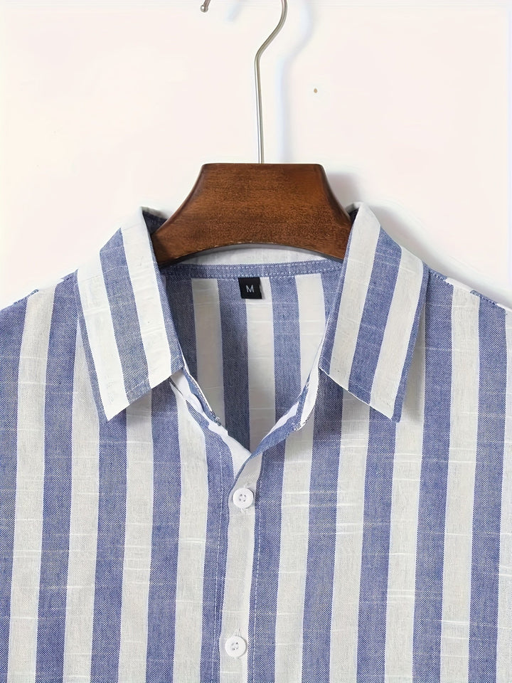 Levoire | Chemise En Coton Lin Rayée Pour Hommes