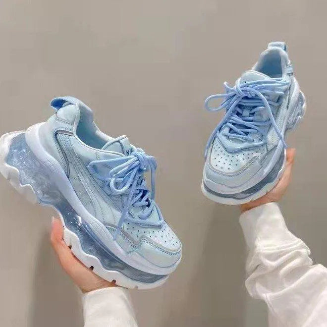 Levoire | Femme baskets avec semelle transparente surélevée Bleu