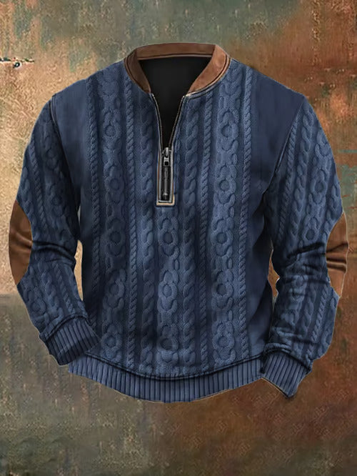 Levoire | Pull À Zip Confortable Au Look Vintage Bleu