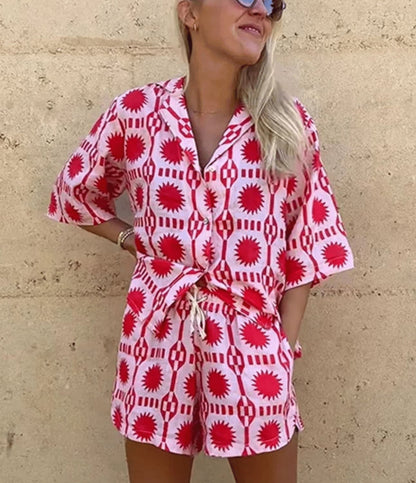 Levoire | Ensemble D'Été À Deux Pièces Rose Imprimé