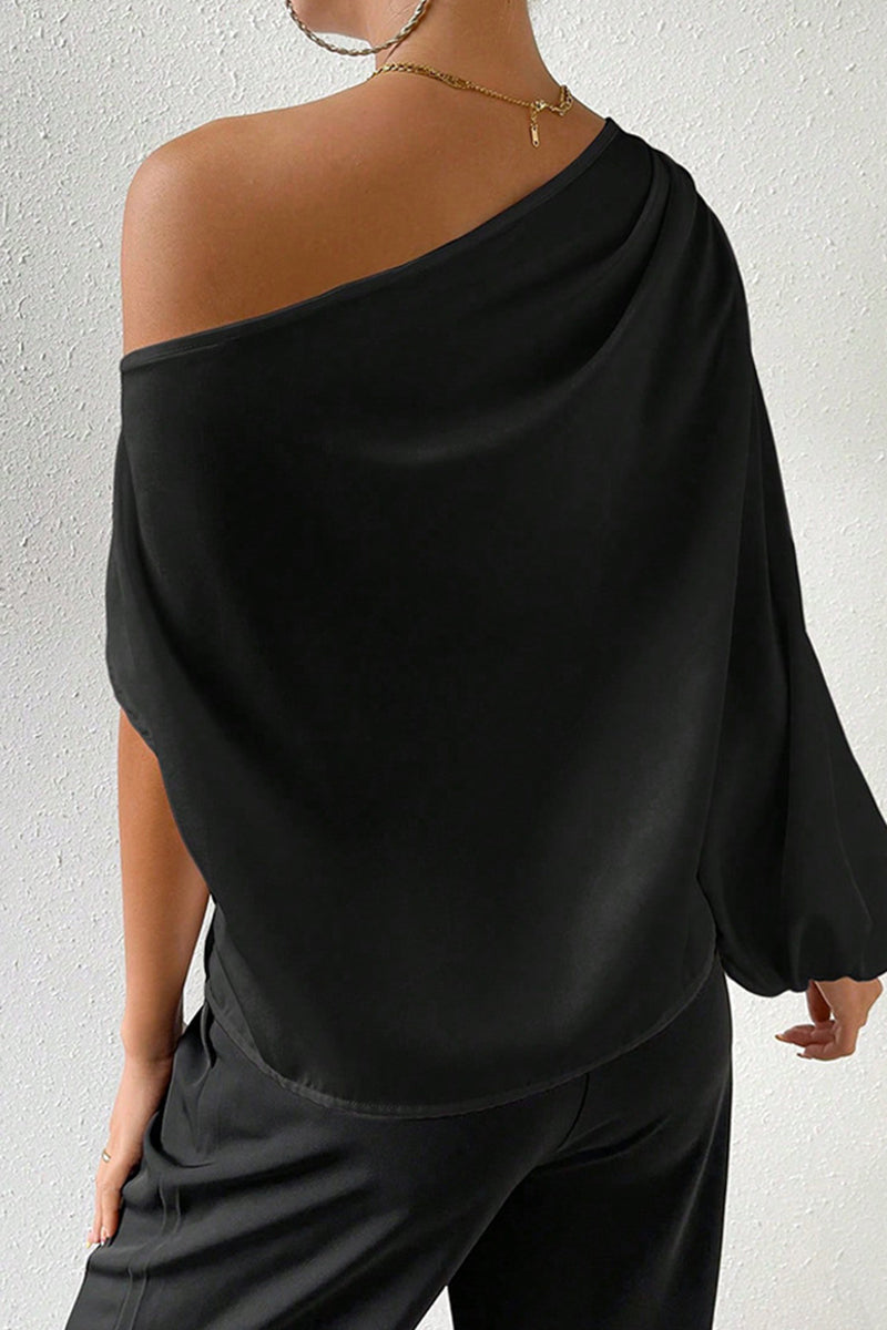 Levoire | Élégant Solide Blouse Asymétrique À Col Biais