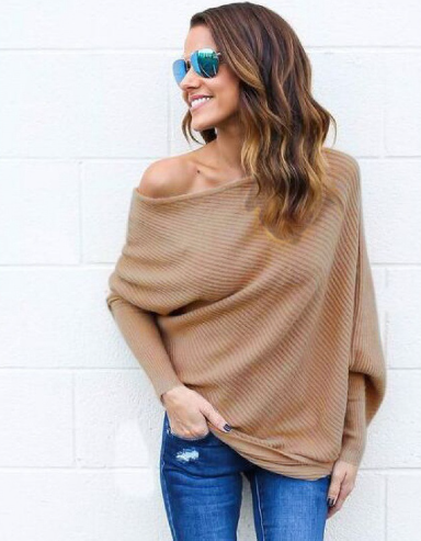 Levoire | Pull Séduisant À Épaules Dénudées Pour Un Look Tendance Khaki