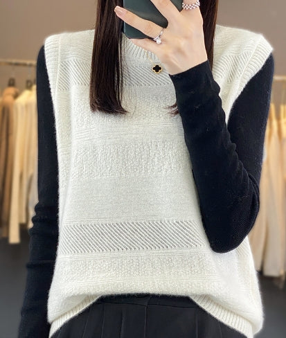 Levoire | Gris Sans Manche Pull Unicolore Blanc