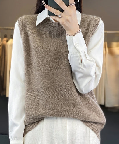 Levoire | Gris Sans Manche Pull Unicolore Marron clair