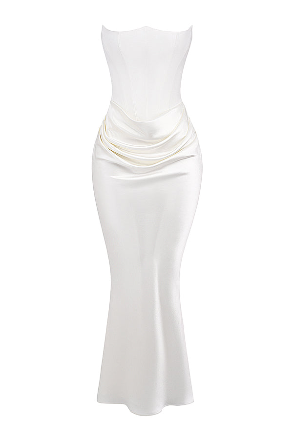 Levoire | Robe Maxi Corset Sans Épaules En Satin Pour Femmes