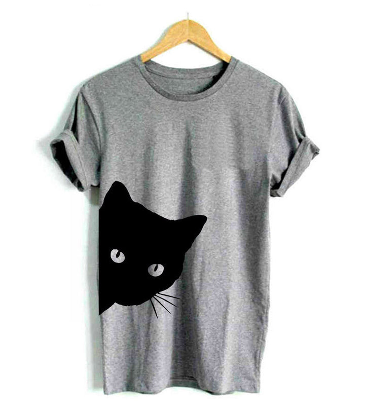 T-shirt femme avec design créatif de chat et coupe décontractée Levoire