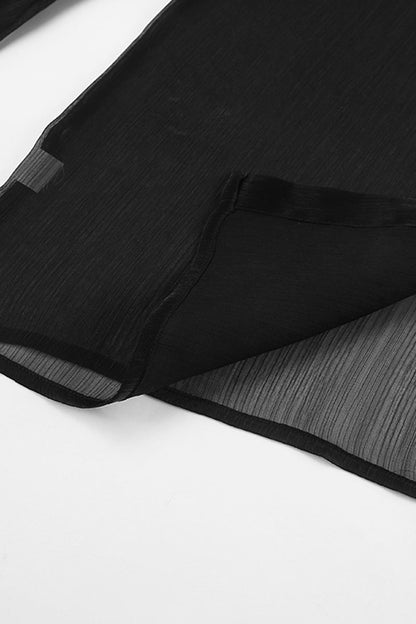 Levoire | Sexy Solide Transparente Mesh Col Revers Blouses