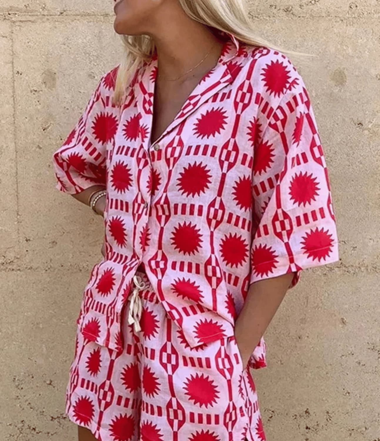 Levoire | Ensemble D'Été À Deux Pièces Rose Imprimé