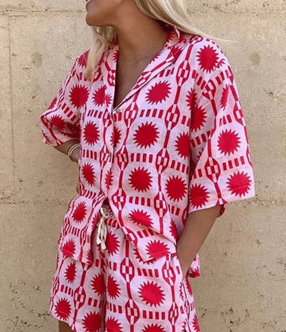 Levoire | Ensemble D'Été À Deux Pièces Rose Imprimé