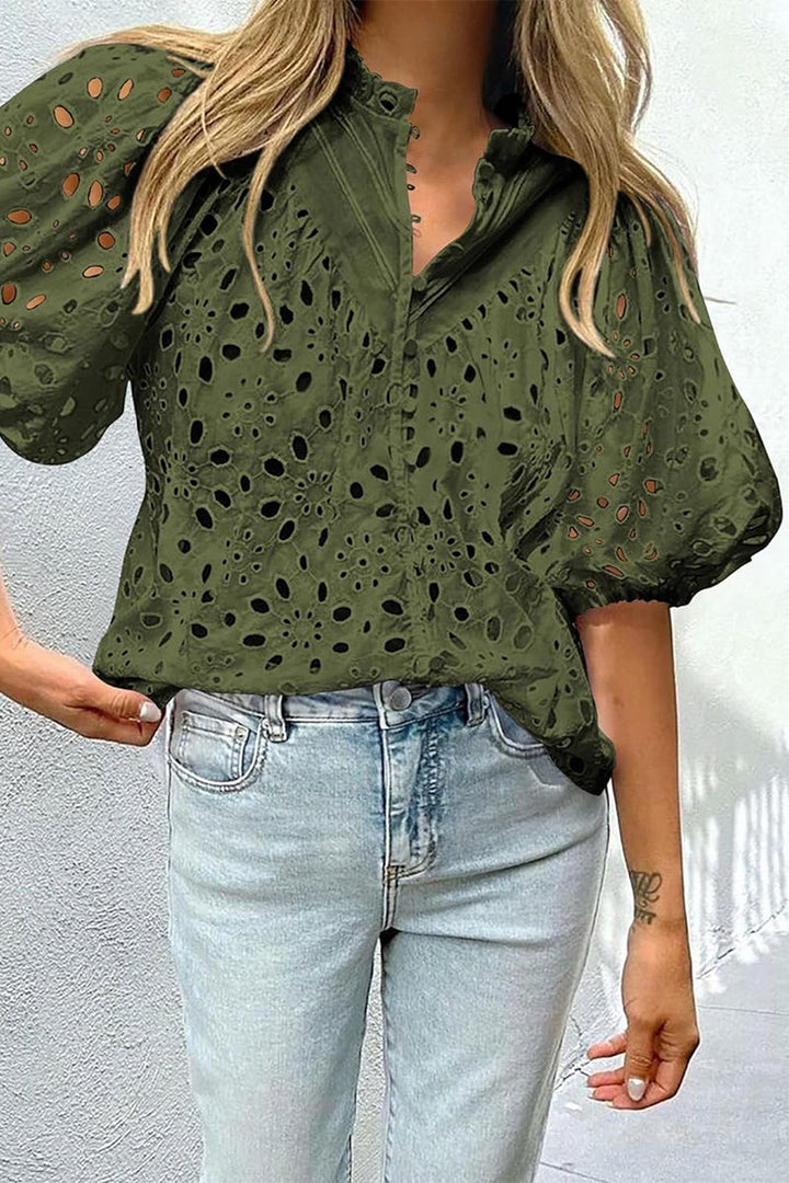 Levoire | Chemise Décontractée Unie À Col Mandarin Avec Découpes Et Boucles