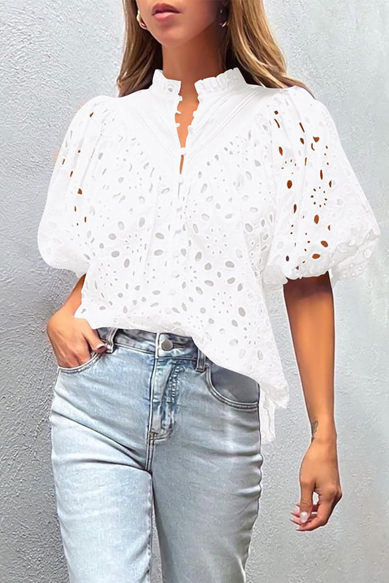 Levoire | Chemise Décontractée Unie À Col Mandarin Avec Découpes Et Boucles