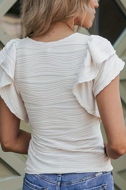 Levoire | T-Shirts À Texture Plissée Unie Douce