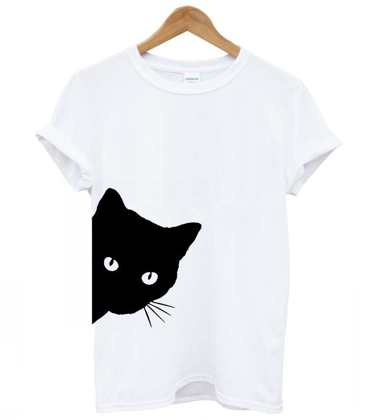 T-shirt femme avec design créatif de chat et coupe décontractée Levoire