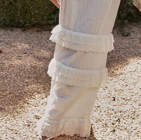 Levoire | Robe à bretelles en crochet blanche pour femmes