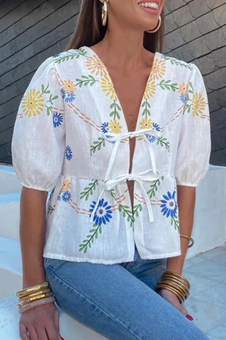 Levoire | Blouses Décontractées À Imprimé Floral En Forme De Frein À Découpe Jaune