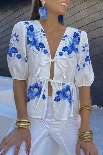 Levoire | Blouses Décontractées À Imprimé Floral En Forme De Frein À Découpe