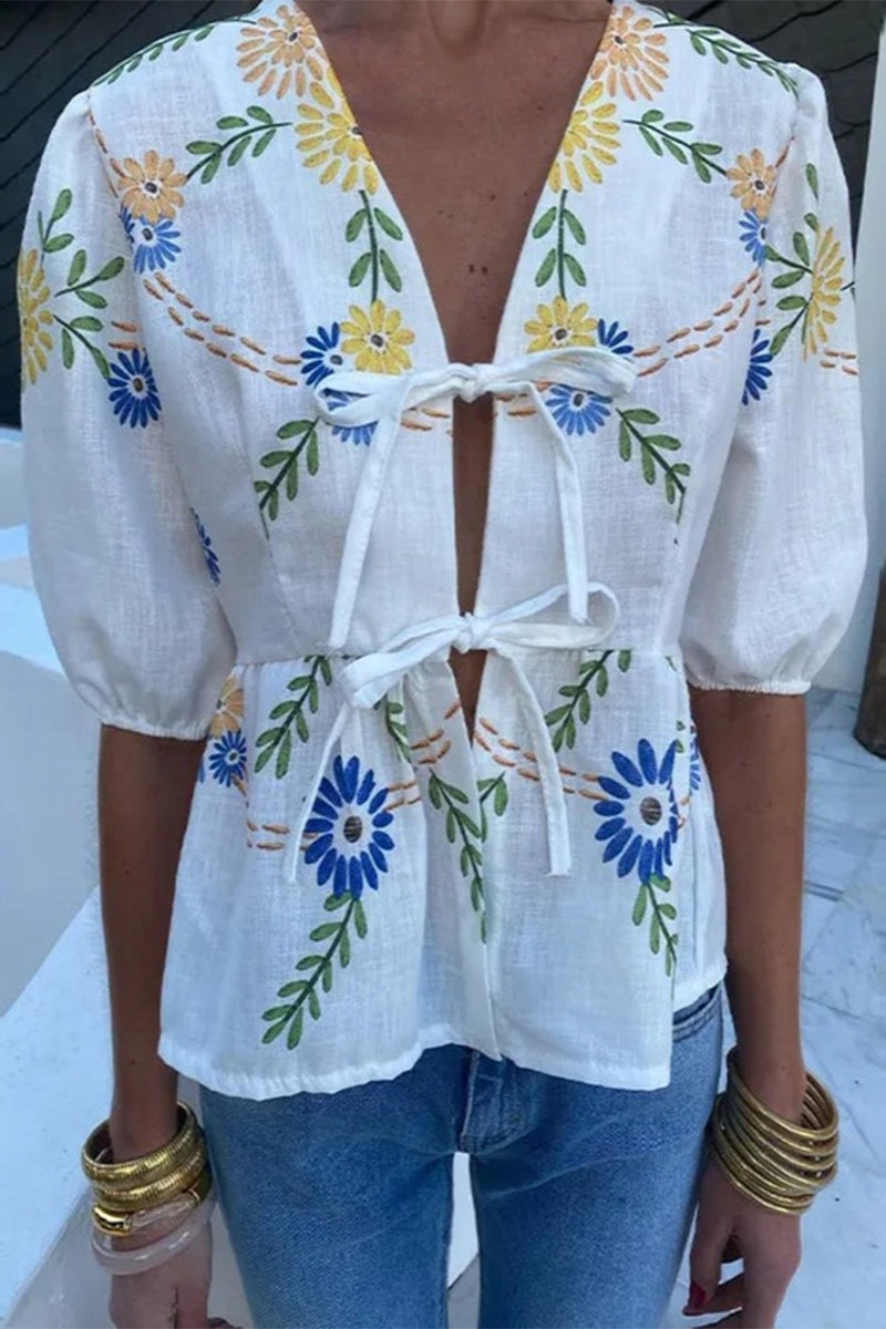 Levoire | Blouses Décontractées À Imprimé Floral En Forme De Frein À Découpe