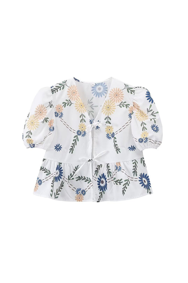 Levoire | Blouses Décontractées À Imprimé Floral En Forme De Frein À Découpe