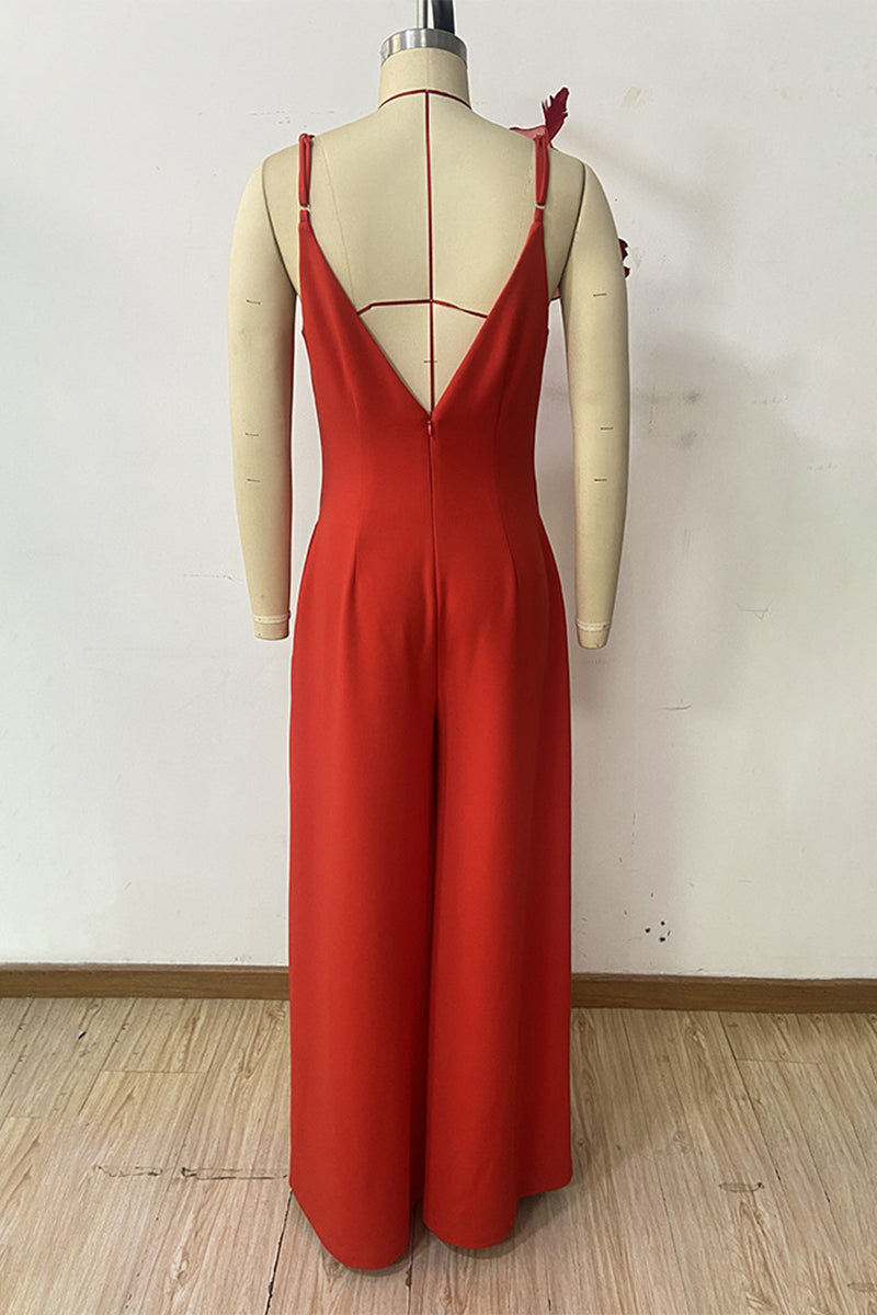 Levoire | Élégant Combinaison À Poitrine Tampon Uni À Col En V Satiné