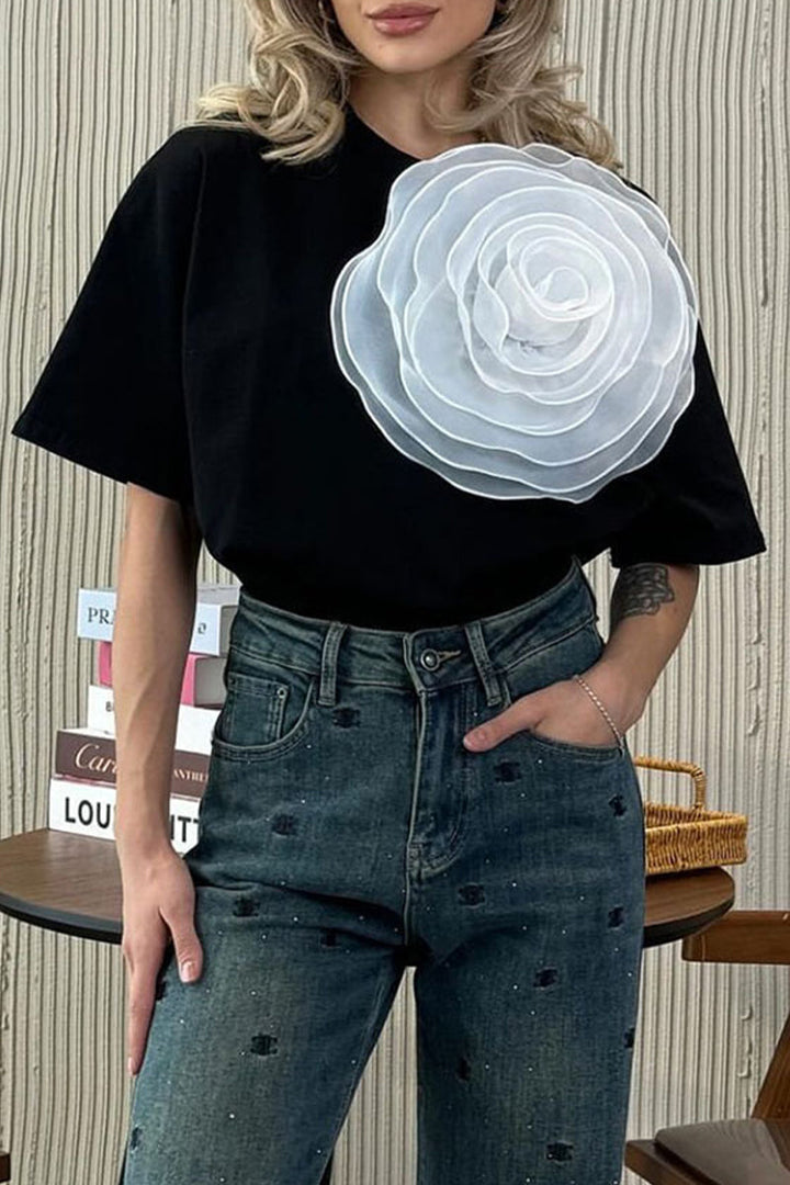 Levoire | T-Shirts Décontractés Doux Unis À Col Rond Noir