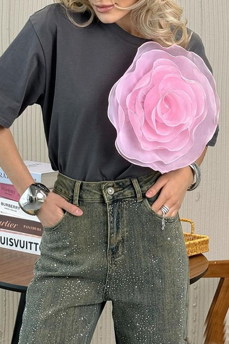 Levoire | T-Shirts Décontractés Doux Unis À Col Rond Gris