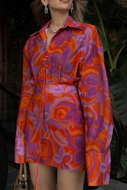 Levoire | Élégante Robe Chemise À Col Rabattu Avec Des Fleurs