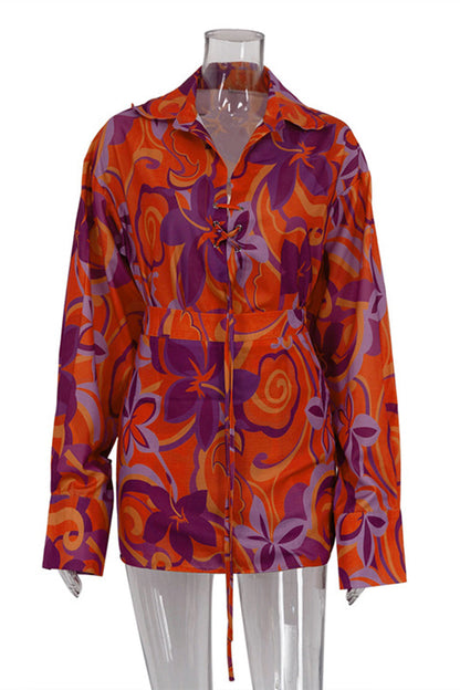 Levoire | Élégante Robe Chemise À Col Rabattu Avec Des Fleurs