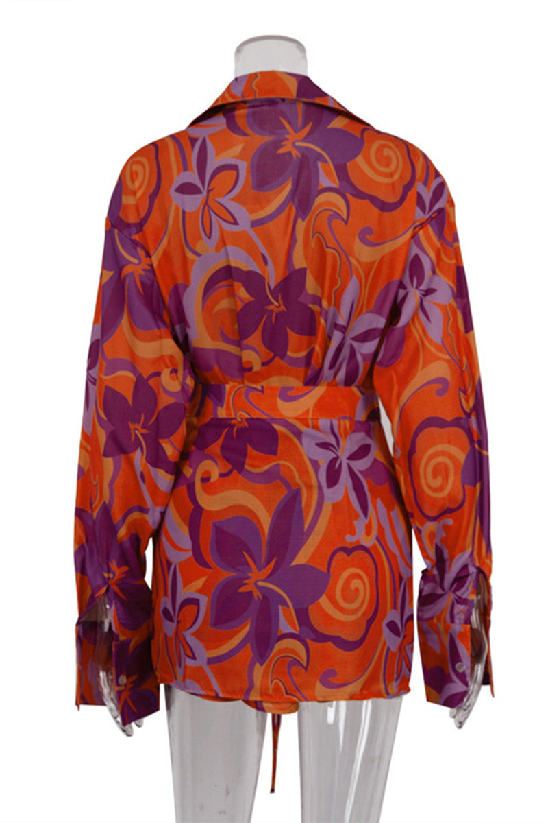 Levoire | Élégante Robe Chemise À Col Rabattu Avec Des Fleurs